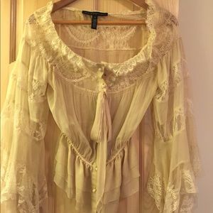 Robert Rodriguez Silk  Lace Blouse